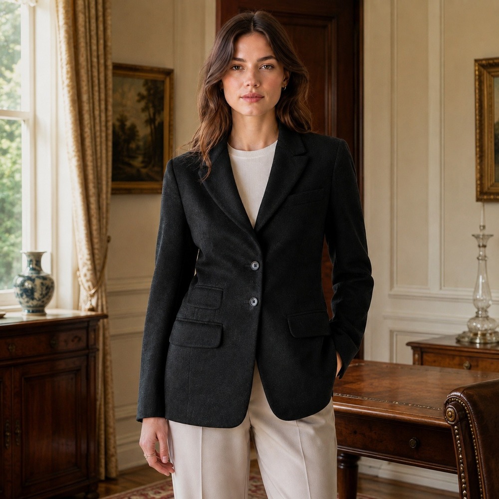 Vintage Barneys New York Wool Cashmere Blazer Womens 42 Black Italy Minimalist